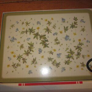 Vtg Pimpernal 4 cork back placemats floral lace 12x9 m/ENGLAND IN BOX